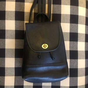 Vintage Coach Black Leather Backpack